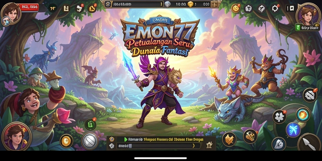 Screenshot gameplay EMON77 menampilkan aksi petualangan yang mendebarkan.