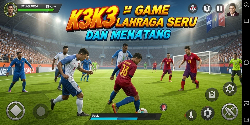 Tampilan gameplay K3K3 dengan aksi olahraga yang seru.