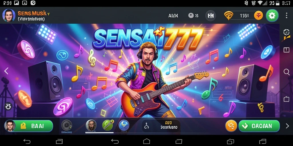 Tampilan menarik dari gameplay <strong>SENSASI777</strong> yang menunjukkan pengguna berinteraksi dengan musik.